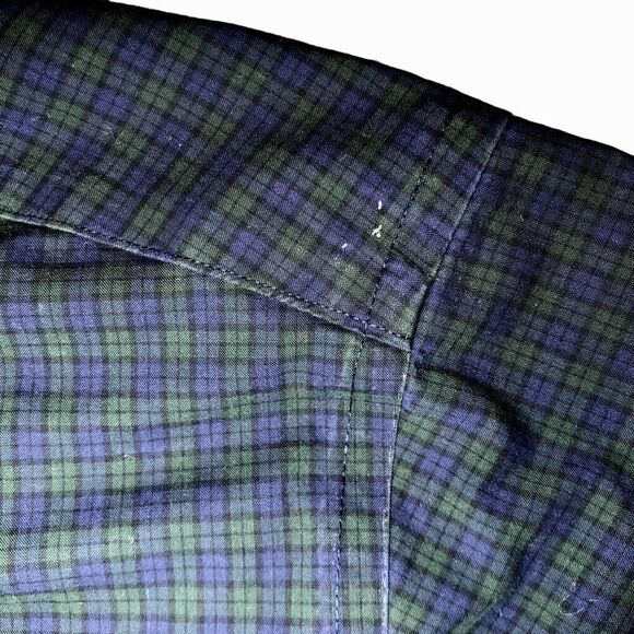 Lauren Ralph Lauren Non Iron Plaid Button Down in Navy/Green Men’s 17 1/2-32/33 - Picture 3 of 6